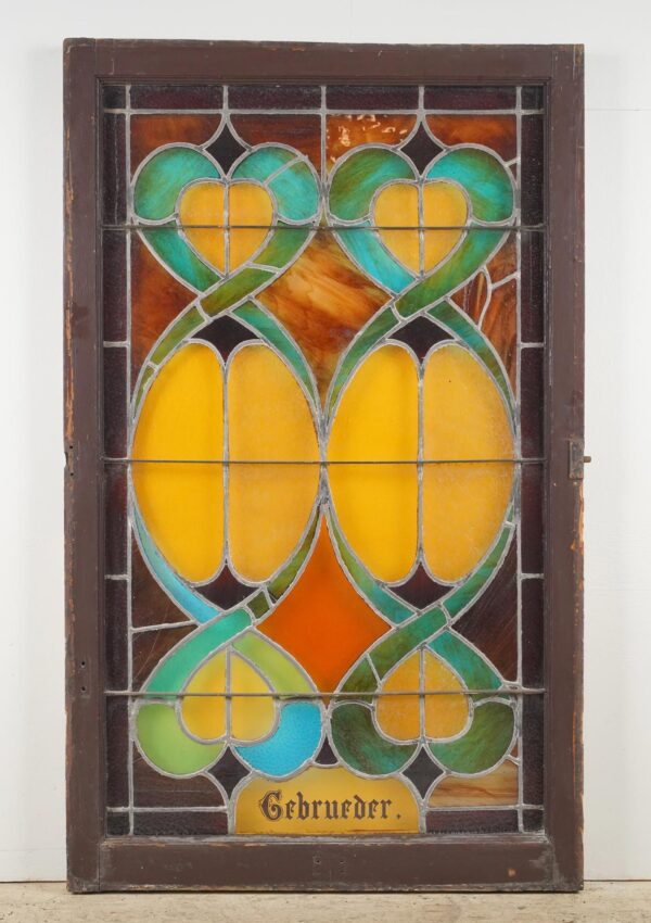 Stained Glass - 1900s Rectangular Leaded Stained Glass Church Window - R290395