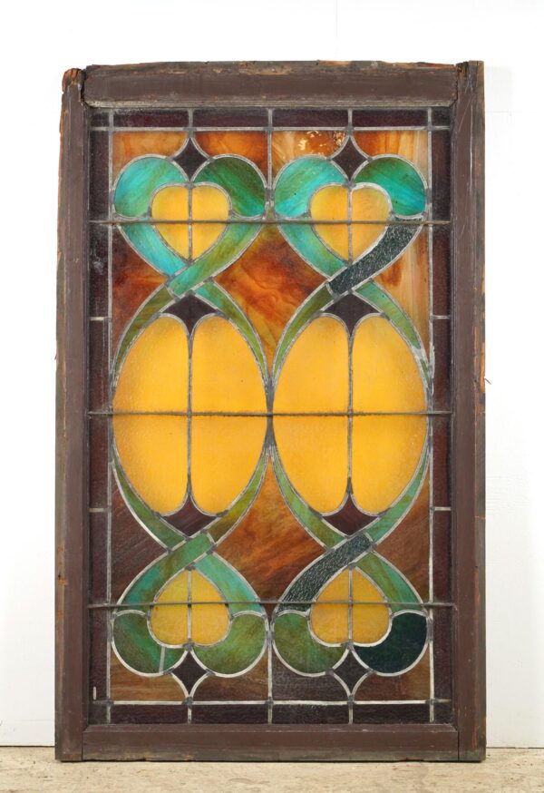 Stained Glass - 1900s Rectangular Leaded Stained Glass Church Window - R290401