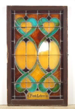 Stained Glass - 1900s Rectangular Leaded Stained Glass Church Window - R290402