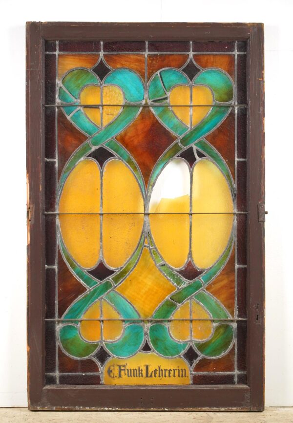 Stained Glass - 1900s Rectangular Leaded Stained Glass Church Window - R290402