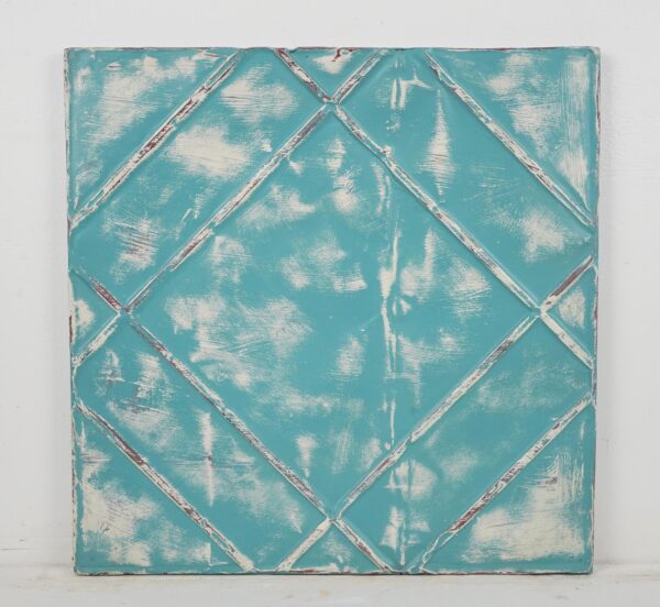 Tin Panels - Handcrafted Blue Geometric Antique Tin Ceiling Wall Panel