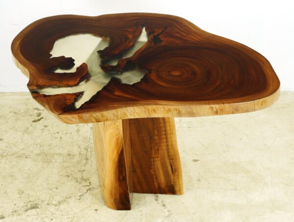 Unique Tables - Handcrafted 50.625 in. Live Edge Mahogany Wafer Bistro Table