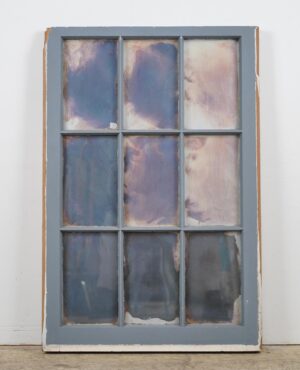 Altered Antiques - Hand Silvered Nine Pane Blue Wood Reclaimed Window Mirror