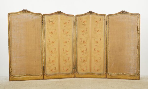 Antique Furniture - 1890s European French Four Panel Vanity Screen Room Divider