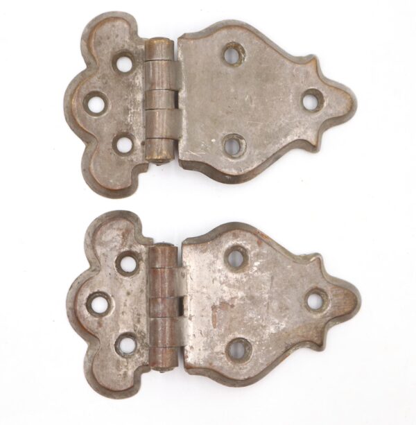 Cabinet & Furniture Hinges - Pair of Antique Nickeled Brass Ice Box Hinges