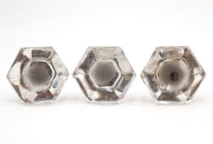 Cabinet & Furniture Knobs - Set of Vintage 2 in. Hexagon Glass Cabinet Drawer Knobs