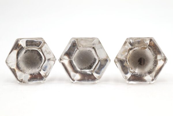 Cabinet & Furniture Knobs - Set of Vintage 2 in. Hexagon Glass Cabinet Drawer Knobs