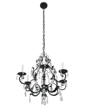 Chandeliers - Traditional Black Steel Six Arm Crystal Chandelier