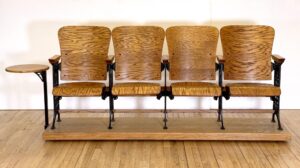 Commercial Furniture - Late 19th Century Restored Four Oak Auditorium Seats