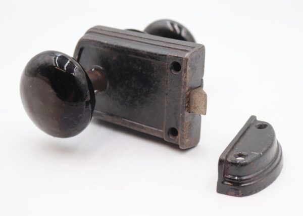 Door Knob Sets - Antique Black Ceramic Door Knob & Rim Lock Set