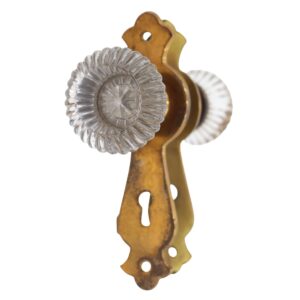 Door Knob Sets - Vintage Fluted Glass & Brass Passage Door Knob Set