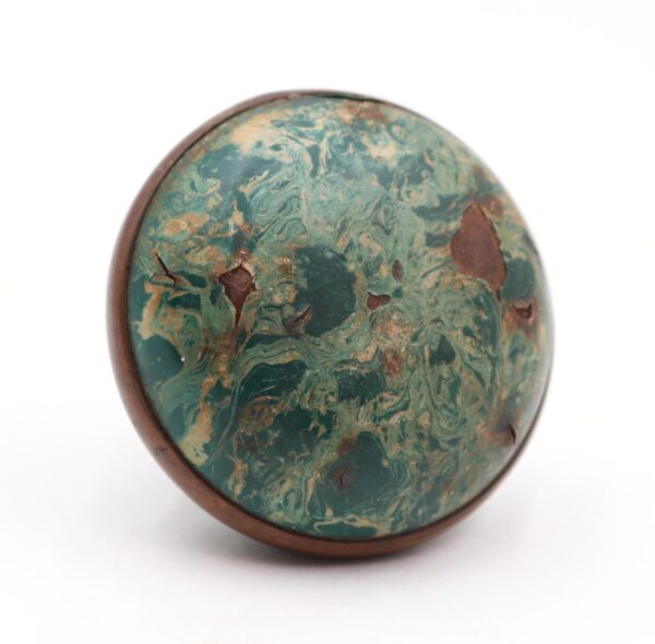 Door Knobs - Antique Green & Tan Marbled Cast Iron Passage Door Knob