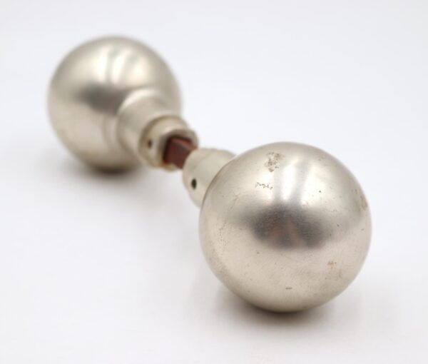 Door Knobs - Pair of Modern Brushed Chrome Brass Ball Passage Door Knobs