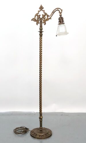 Floor Lamps - Victorian Barley Twist Bridge Iridescent Glass Shade Floor Lamp