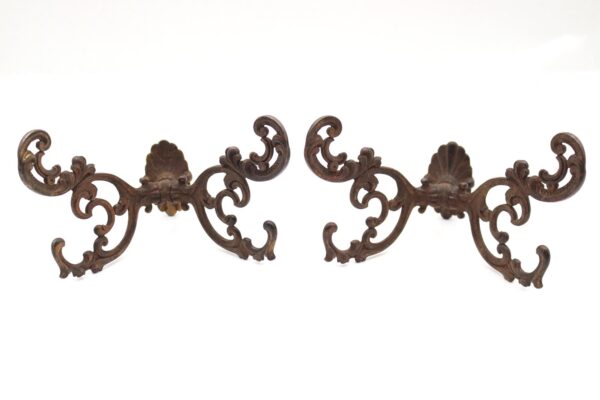 Single Hooks - Pair of Victorian Bronze Finish Cast Iron Hall Tree Hooks