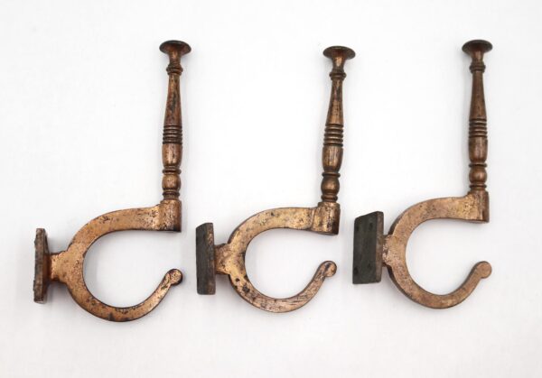 Single Hooks - Set of Vintage Spindle Bronze Wall Hooks
