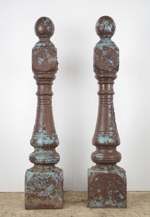 Staircase Elements - Pair of Antique Victorian 46.5 in. Cast Iron Newel Posts