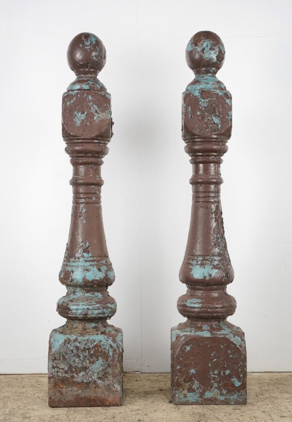 Staircase Elements - Pair of Antique Victorian 46.5 in. Cast Iron Newel Posts