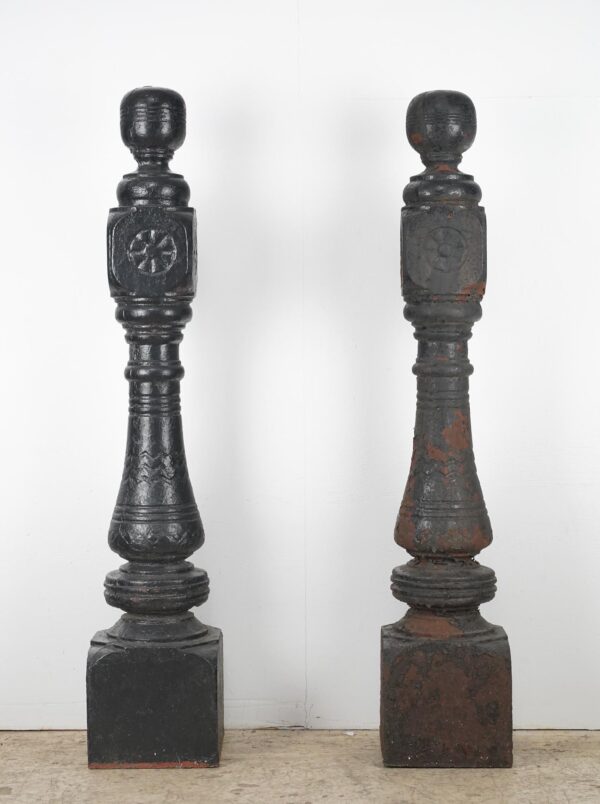 Staircase Elements - Pair of Antique Victorian 48 in. Cast Iron Newel Posts