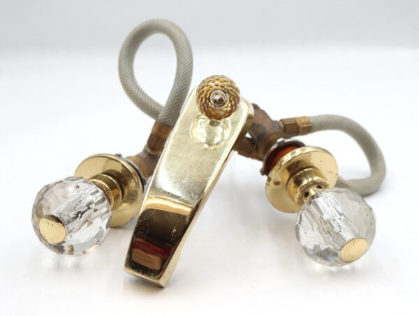 Bathroom - Reclaimed Polished Brass Faceted Glass Bathroom Sink Hardware