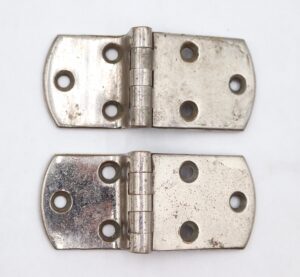 Cabinet & Furniture Hinges - Pair of Antique Nickel Plated Brass Offset Ice Box Hinges
