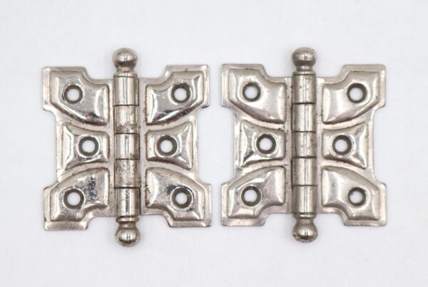 Cabinet & Furniture Hinges - Pair of Vintage 2.5 x 2.5 in. Chrome Steel Butterfly Cabinet Hinges