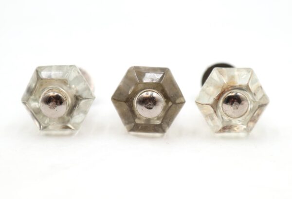 Cabinet & Furniture Knobs - Vintage 0.875 in. Hexagon Glass Cabinet Drawer Knob Set