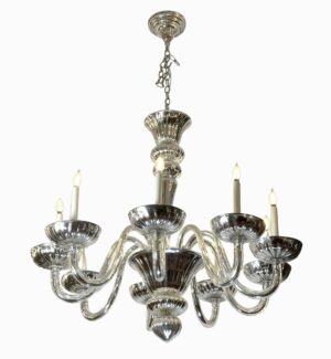 Chandeliers - Restored Modern Murano Mercury Glass Nine Arm Chandelier