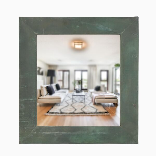 Copper Mirrors & Panels - Handcrafted Verdigris Copper Roofing Wall Mirror 25.625 x 24 in.