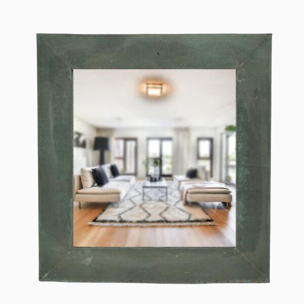 Copper Mirrors & Panels - Handcrafted Verdigris Copper Roofing Wall Mirror 25.75 x 24 in.