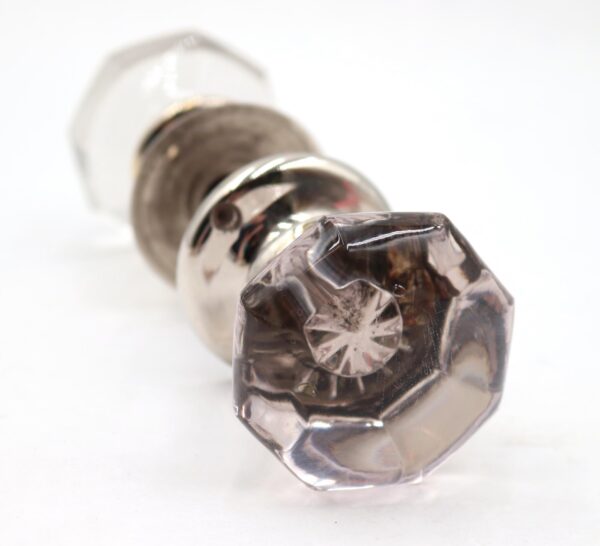 Door Knob Sets - Antique Purple & Clear Glass Nickeled Brass Door Knob Set