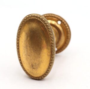 Door Knob Sets - Reclaimed Gold Plated Oval Beaded Closet Door Knob