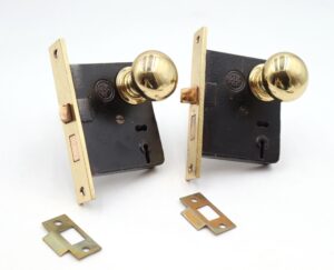 Door Knob Sets - Two Classic Polished Brass Privacy Door Knob Sets