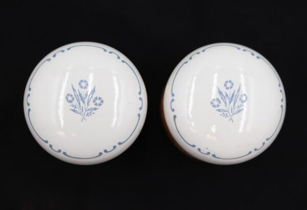 Door Knob Sets - Vintage Blue Floral Porcelain & Brass Dummy Door Knob Set