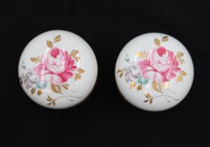 Door Knob Sets - Vintage Colorful Floral Porcelain & Brass Dummy Door Knob Set