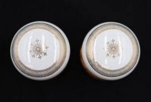Door Knob Sets - Vintage Gold Snowflake Porcelain & Brass Dummy Door Knob Set