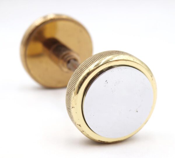 Door Knobs - Pair of Modern Polished Brass & Nickel Entry Door Knobs