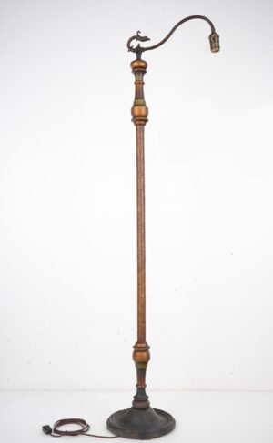 Floor Lamps - Restored Victorian Brass & Cast Iron Bridge Floor Lamp