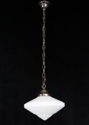 Globes - Restored Art Deco Opaline Glass Flying Saucer Pendant Light