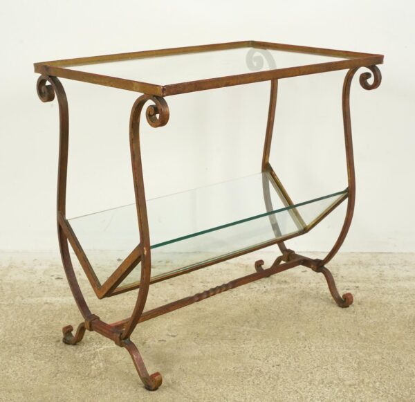 Living Room - Vintage European Glass Top End Table Magazine Holder