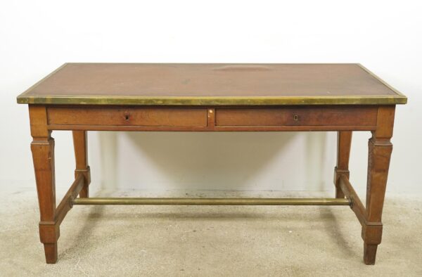 Office Furniture - Banque De France Leather Top Wood Bank Writing Desk