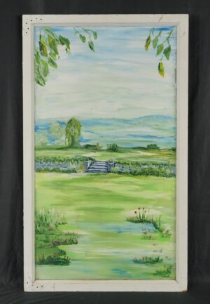 Other Wall Art - Hand Painted Landscape Reclaimed Window Wall Art
