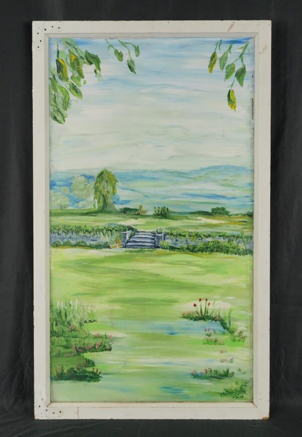 Other Wall Art - Hand Painted Landscape Reclaimed Window Wall Art