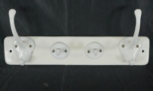 Racks - Vintage European White Enamel Over Cast Iron Wall Hooks