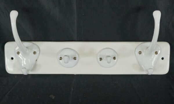 Racks - Vintage European White Enamel Over Cast Iron Wall Hooks