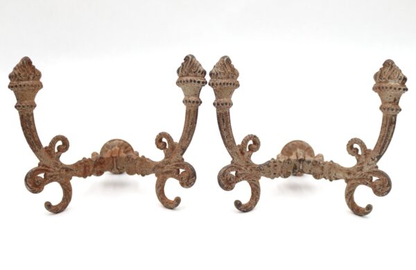 Single Hooks - Pair of Antique Victorian Painted Cast Iron Hall Tree Hooks