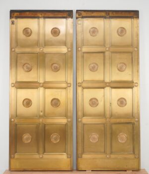 Specialty Doors - 1920s Raised Medallion Brass Elevator Double Doors 70 x 89 in.