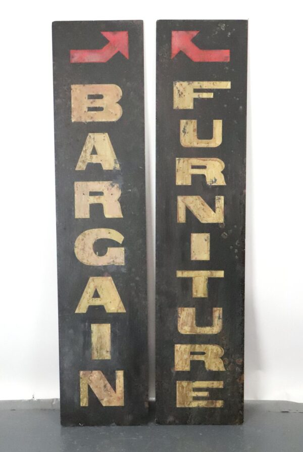 Vintage Signs - Pair of Painted Foam Board Bargain Furniture Movie Prop Signs