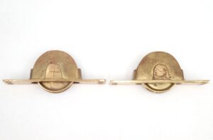 Window Hardware - Pair of Polished Brass Window Sash Pulleys