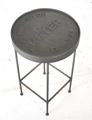 Altered Antiques - Wichita Water Dept. Water Meter Cover Stool Side Table
